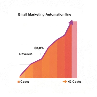 Chart depicting ROI of email automation showing increased revenue and reduced costs